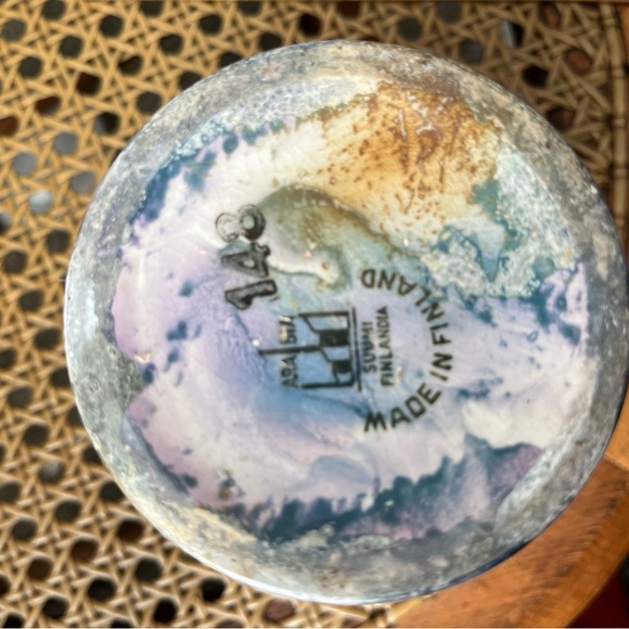 Arabia of Finland Vintage Glazed Blue Marbled Vase - Picture 5 of 8